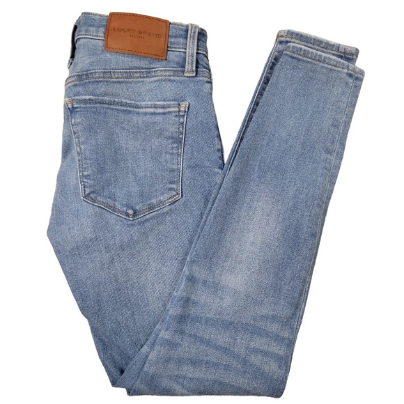 Lucky Brand Ava Jeans Womens 2/26R Blue Denim Mid Rise Skinny Button Fly Retro - Picture 2 of 14